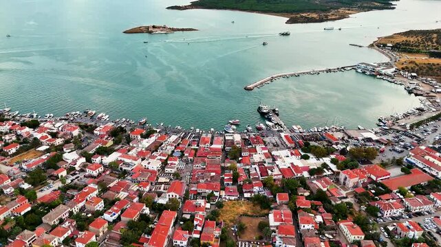 Aerial View of Cunda Island in Ayvalik Balikesir Turkey