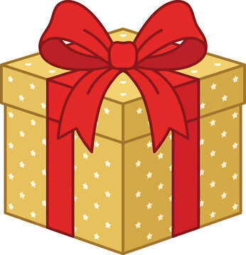 Christmas Gift box with red bow for holiday greeting card design or festive social media post