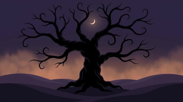 Cartoon Halloween landscape animation