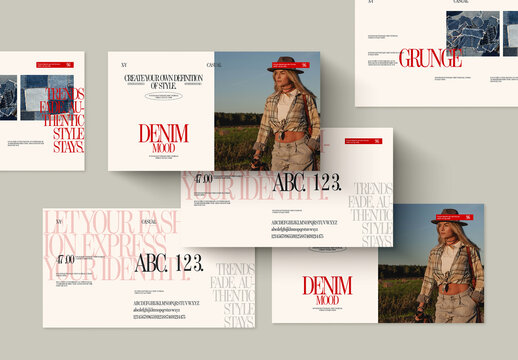 Fashion Editorial Mood Board Template with Minimal Denim Style Layout