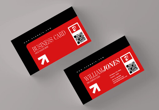 Modern Business Card Template with Bold Red and Black Corporate Design