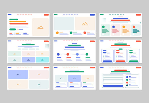 Modern Website Wireframe UI Template and Web Design Layout Set