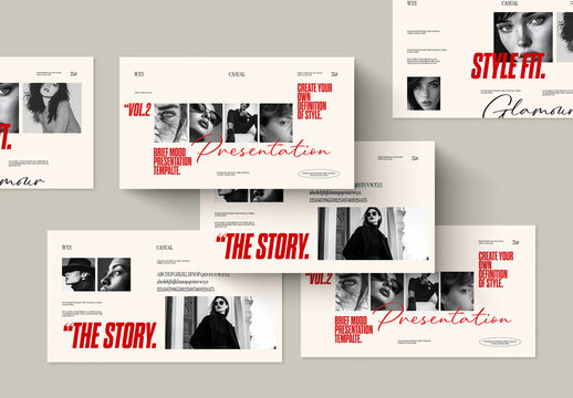 Monochrome Style Fashion Mood Board Presentation Template with Minimal Editorial Layout