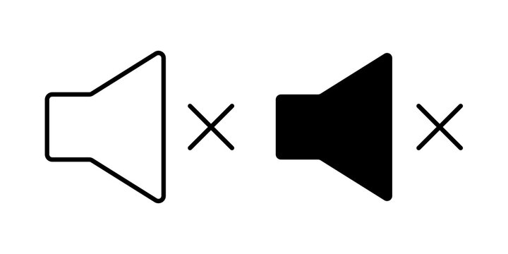 Mute icon flat outline in black