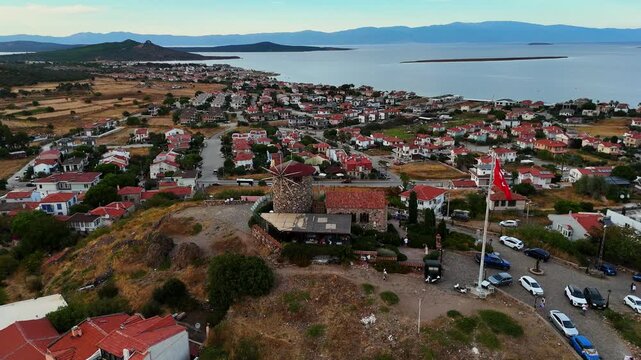 Aerial View of Cunda Island in Ayvalik Balikesir Turkey