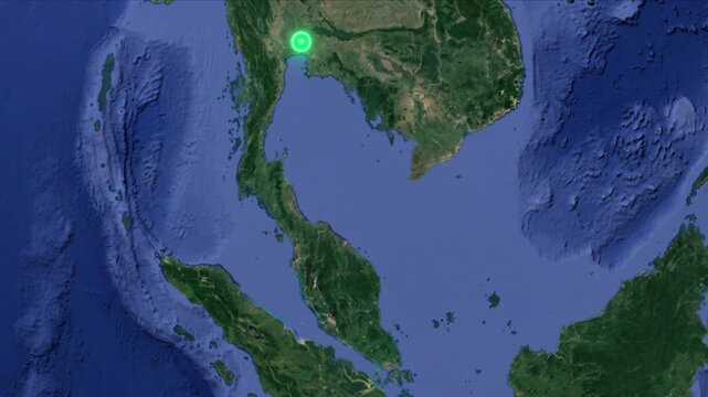 地球衛星軌道から見るシンガポールからバンコクへ光子が移動する光ネットワーク