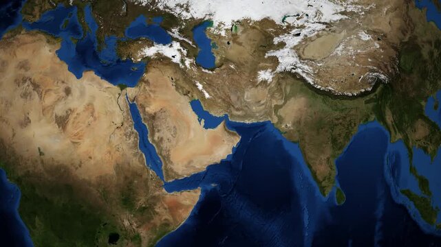 3D Earth globe zooming into glowing Dubai UAE map with location pin, travel destination highlight animation | Map