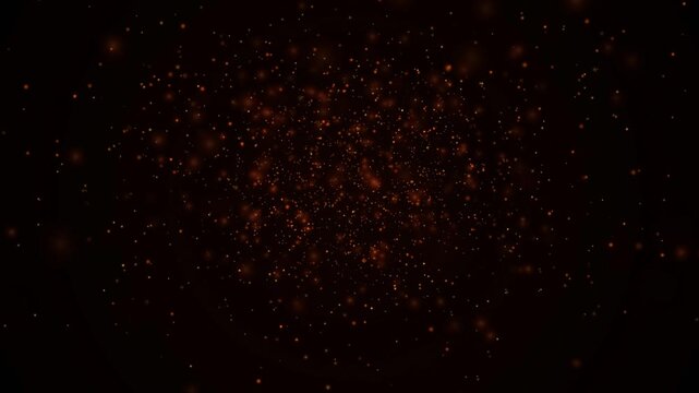 Particles drifting slowly with glowing orange color on dark background