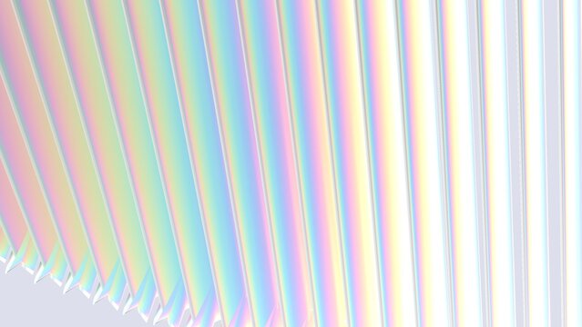 Pleated holographic pastel panels with zigzag folded edge