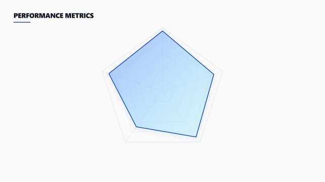 Minimal blue pentagon: abstract geometric shape with gradient on white background.