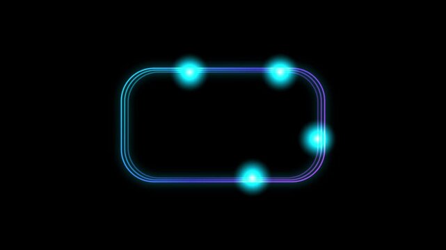 Glowing neon blue rounded rectangle border frame with traveling particle flares