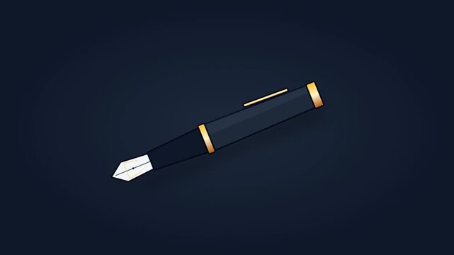 Classic luxury fountain pen writing instrument stationery vector illustration on dark background