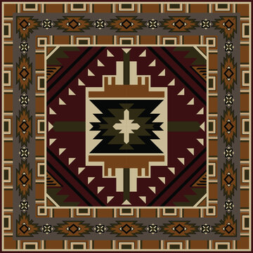 Aztec-style rug with tribal patterns and abstract ethnic tribal motifs.