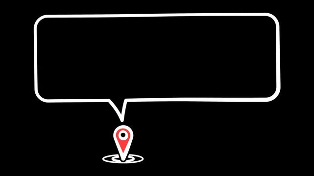 Map Pin Drop with Blank Speech Bubble, Hand Drawn Location Callout