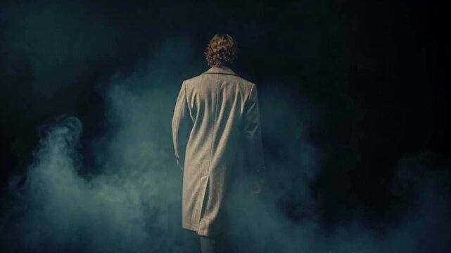 A onely man hiding in dark fog with mysterious shadow
depressed man seeking isolation in dark eerie mist
weary silhouette lost in dark ominous void.