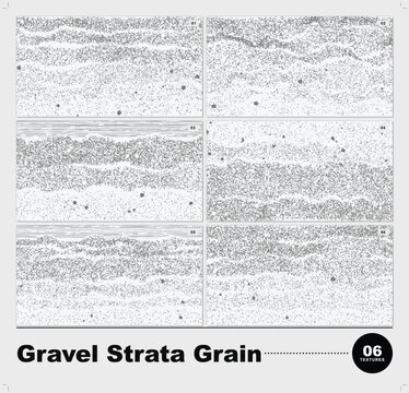 Gravel Strata Grain Texture Vector Set Featuring Geological Earth Layers and Mineral Sediment Particles for Grungy Background and Natural Print Overlay
