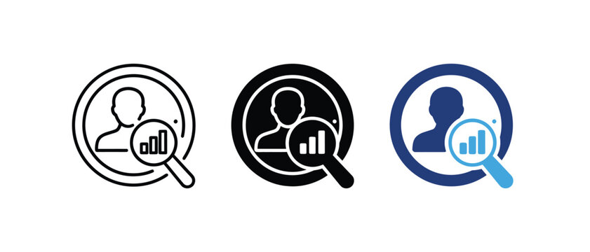 User analytics profile search data report audit icon set. Vector illustration   