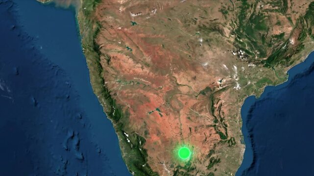 地球衛星軌道から見るムンバイからベンガルールへ光子が移動する光ネットワーク