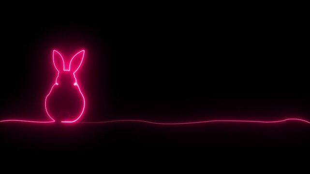 Line easter bunny rabbit drawing art continuous animal single egg. Vector bunny easter line illustration running jumping draw icon ears sketch abstract motion transparent background
