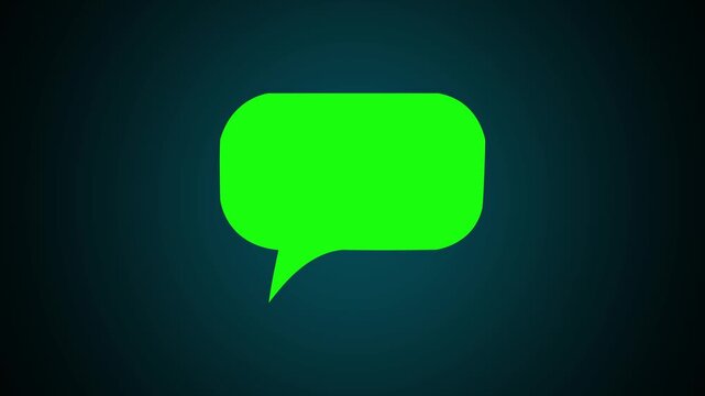 Online bubble chat messages sliver Screen chroma key, pop up chat box, Text box, 3d Animation Speech Bubble Alpha channel. message box cartoon animated abstract motion green background