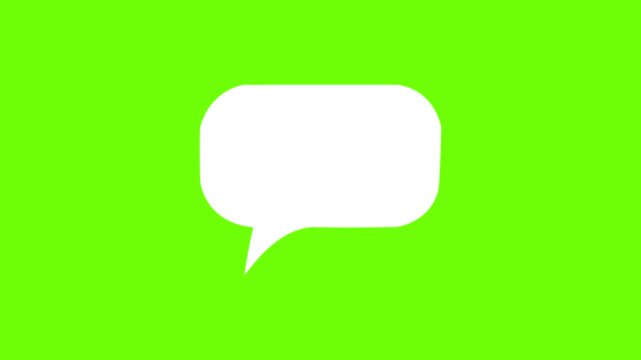 Online bubble chat messages Green Screen chroma key, pop up chat box, Text box, 3d Animation Speech Bubble Alpha channel. message box cartoon animated abstract motion green background
