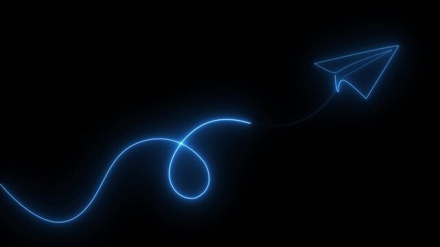 Continuous line paper plane, airplane vector art background. Abstract doodle email, mail plane, travel dream concept air. Business trip Vector abstract motion transparent background