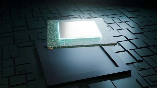Exploded View of Computer Chip Assembly on Circuit Board Layers
