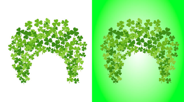 Shamrock letter U shapes with green clover leaves