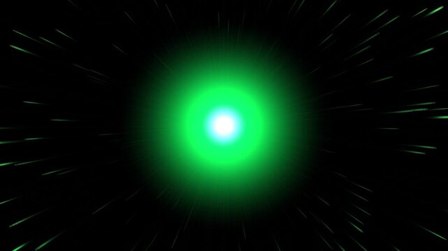Six glowing green orbs in a dark abstract particle filled background with soft cinematic motion