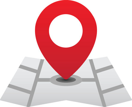 Red Location Pin Map Marker Icon with Folded Street Map Minimalist Navigation Vector Illustration