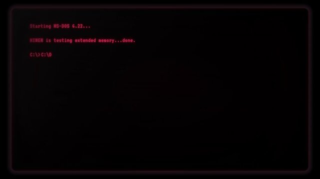 Computer system boot sequence showing red text on a black terminal screen background.
