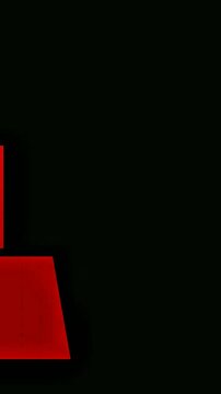 Sleek deep red gradient panels arranged in dynamic layered composition with subtle glowing edges against dark frame