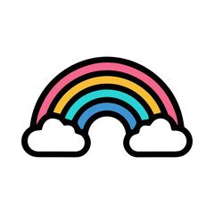 Fototapeta premium Colorful Rainbow Arching Across a Bright Blue Sky with Soft Clouds in a Vibrant Natural Scene