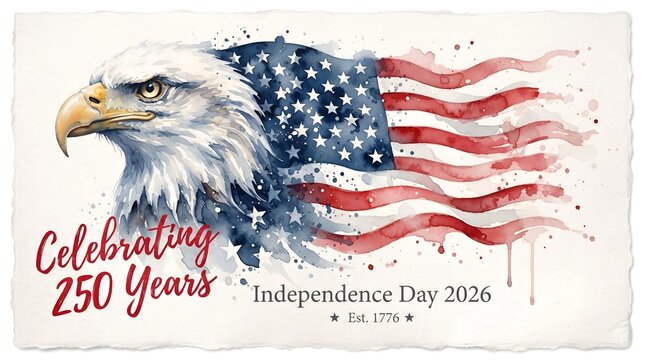 USA 250th Anniversary Eagle Brush Stroke Design