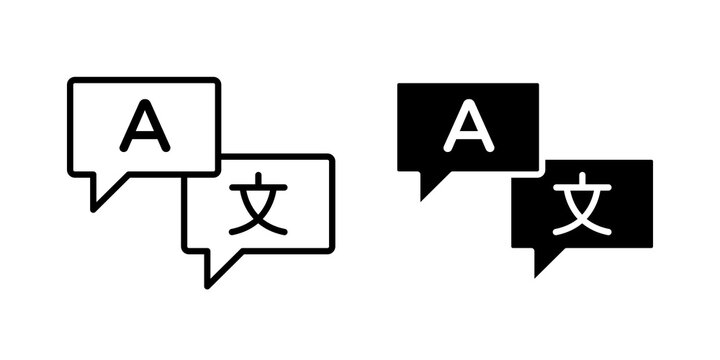 Translation icon flat outline in black