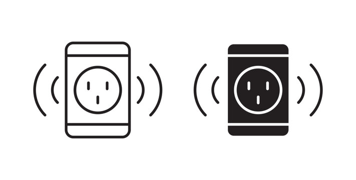 Smart plug icon flat outline in black