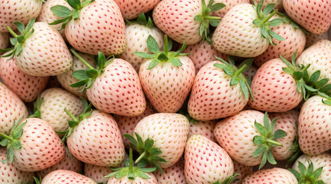 Fresh organic white pineberries or white strawberries background
