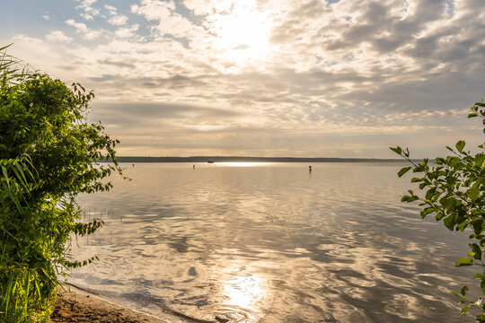 Morgend&auml;mmerung an der M&uuml;ritz im Sommer