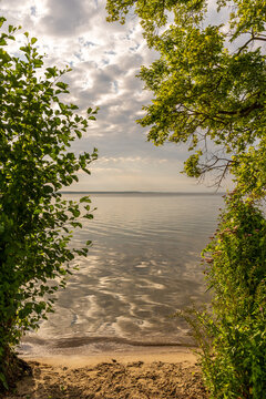 Morgend&auml;mmerung an der M&uuml;ritz im Sommer