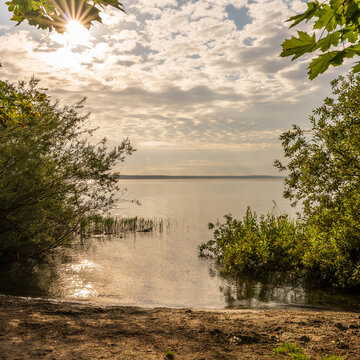 Morgend&auml;mmerung an der M&uuml;ritz im Sommer