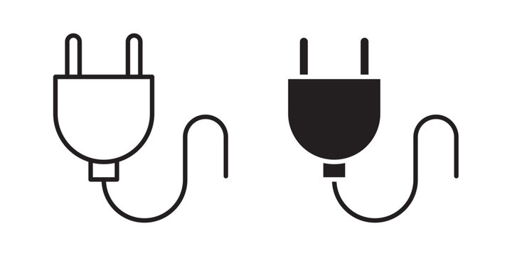 Plug icon flat outline in black