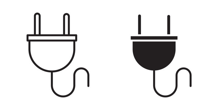 Plug icon flat outline in black