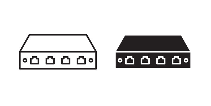Network switch icon flat outline in black