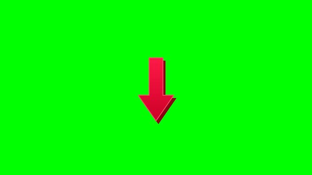 Red Arrow Down Animation Green Screen Chroma Key