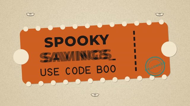 Spooky Savings Coupon Sliding In Typewriter Letters Halloween Text Animation