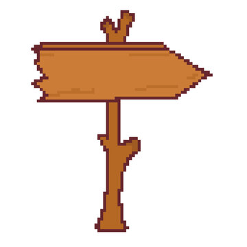 pixel art arrow signpost wooden pointer direction trail road icon