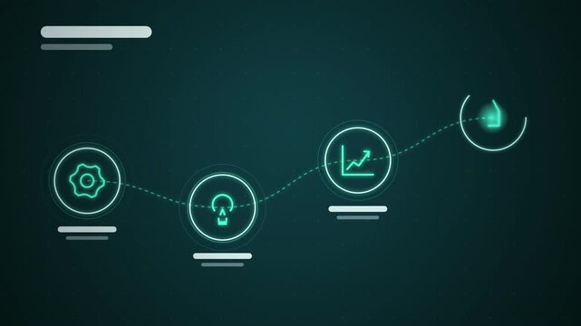 Minimal lineart process flowchart infographic animation loop