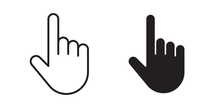 finger icon flat outline in black