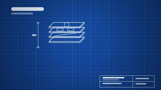Technical blueprint schematic grid animation layout loop