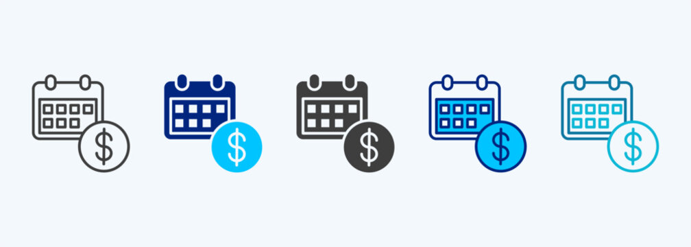 Salary Icon Pack in Multiple Styles. Salary icon representing employee wages, payroll management, and monthly income. Vector Illustration.